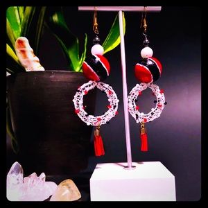 Handmade Trini Inspired Dangle Hoop with tassel